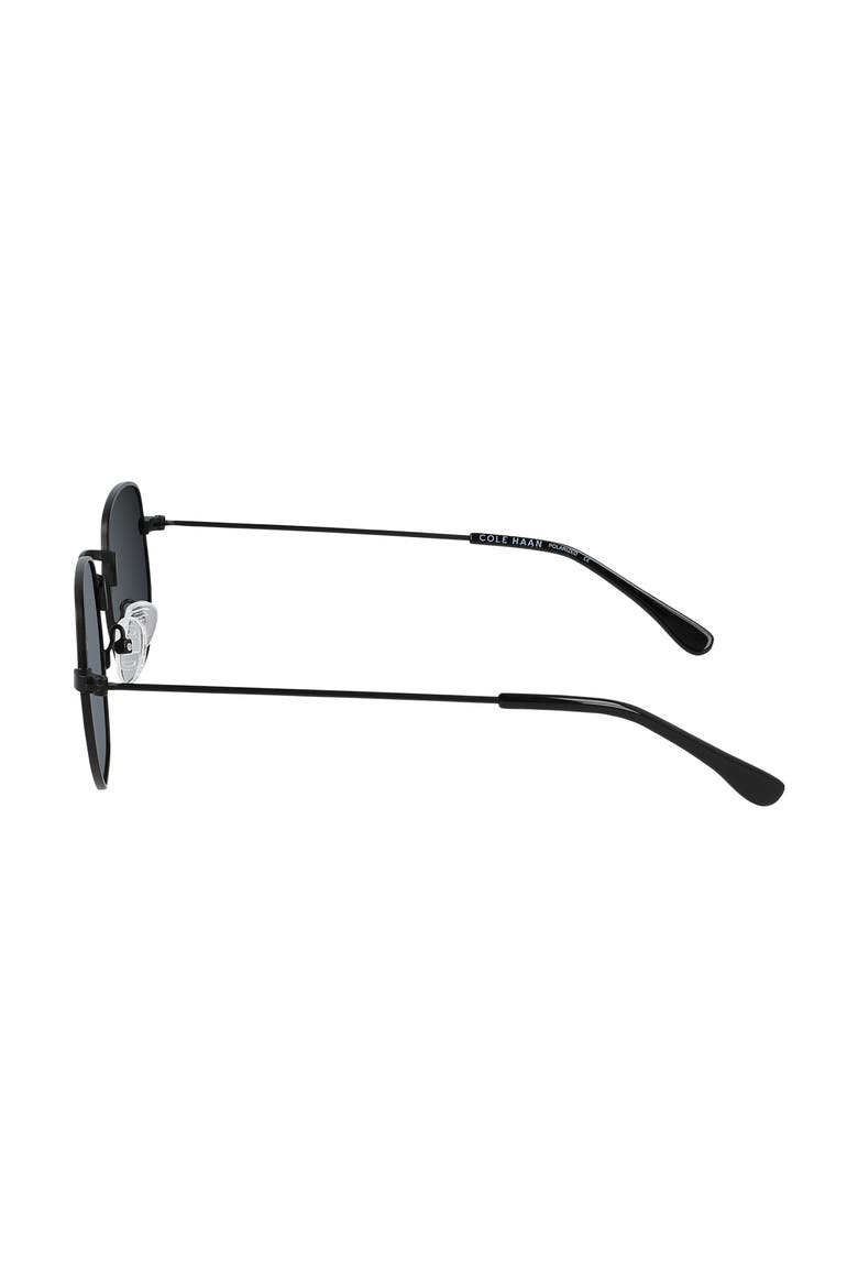 51mm Polarized Angular Round Sunglasses, Alternate, color, BLACK