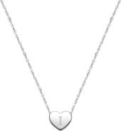 Tiny Blessings Sterling Silver Mini Sliding Heart & Engraved Initial 12-14" Necklace