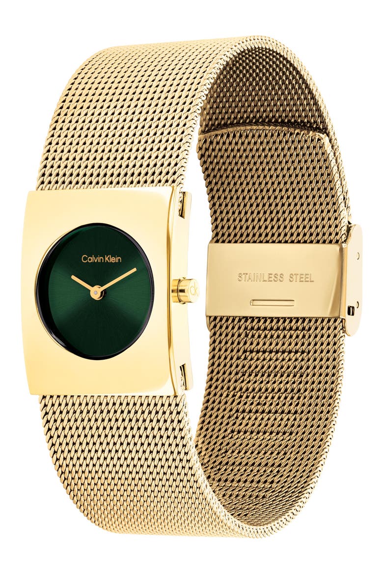 Pulse Mesh Strap Watch, 21.5mm, Alternate, color, GREEN