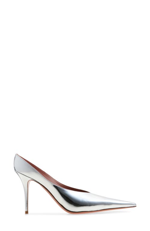 Amina Muaddi Anok Pointed Toe Mule In Silver