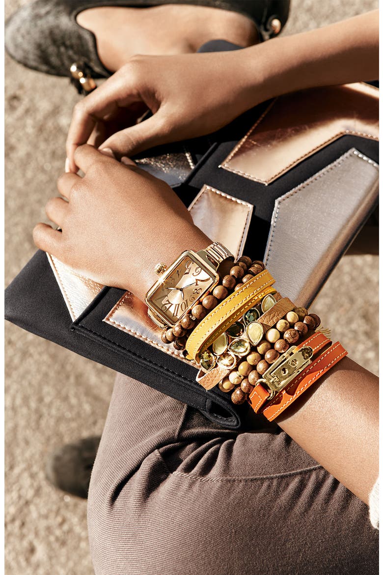 Leather Wrap Bracelet, Alternate, color, RED/ GOLD