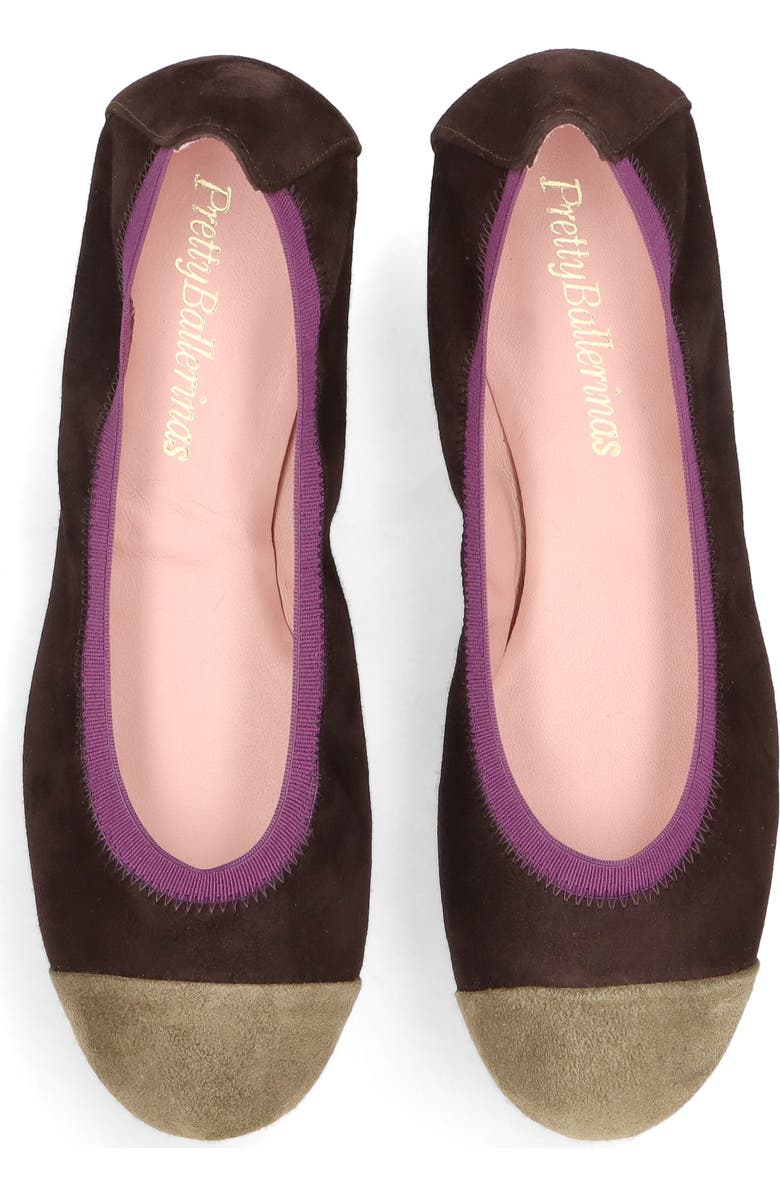 Pretty Ballerinas Round toe elasticated ballet flat, Alternate, color, Brown