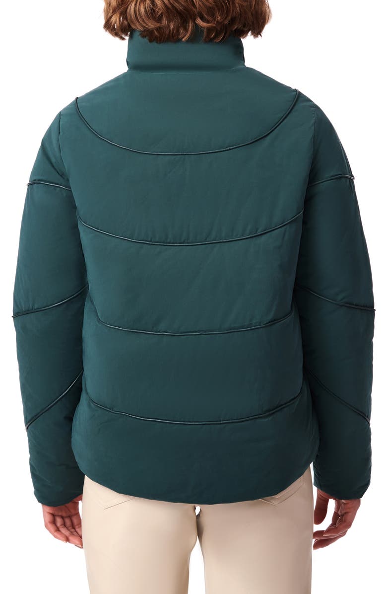 BERNIE Crop Puffer Jacket with Faux Leather Trim, Alternate, color, 