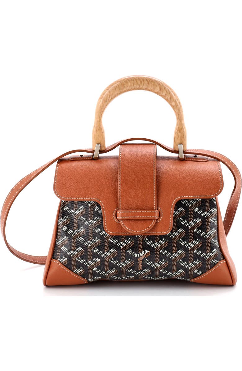 Pre-Owned Goyard Saigon Top Handle Bag Coated Canvas with Leather Mini, Main, color, Brown