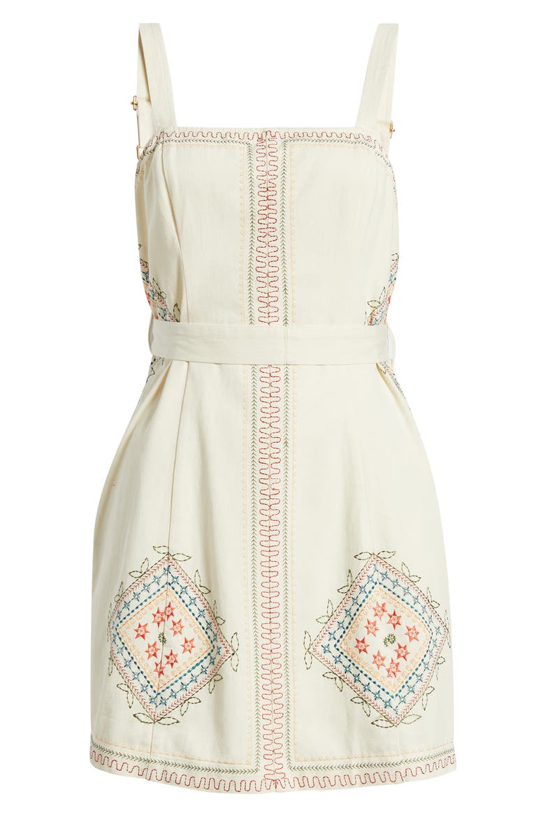 Caracola Embroidered Detail Cotton Minidress, Alternate, color, CREAM MULTI