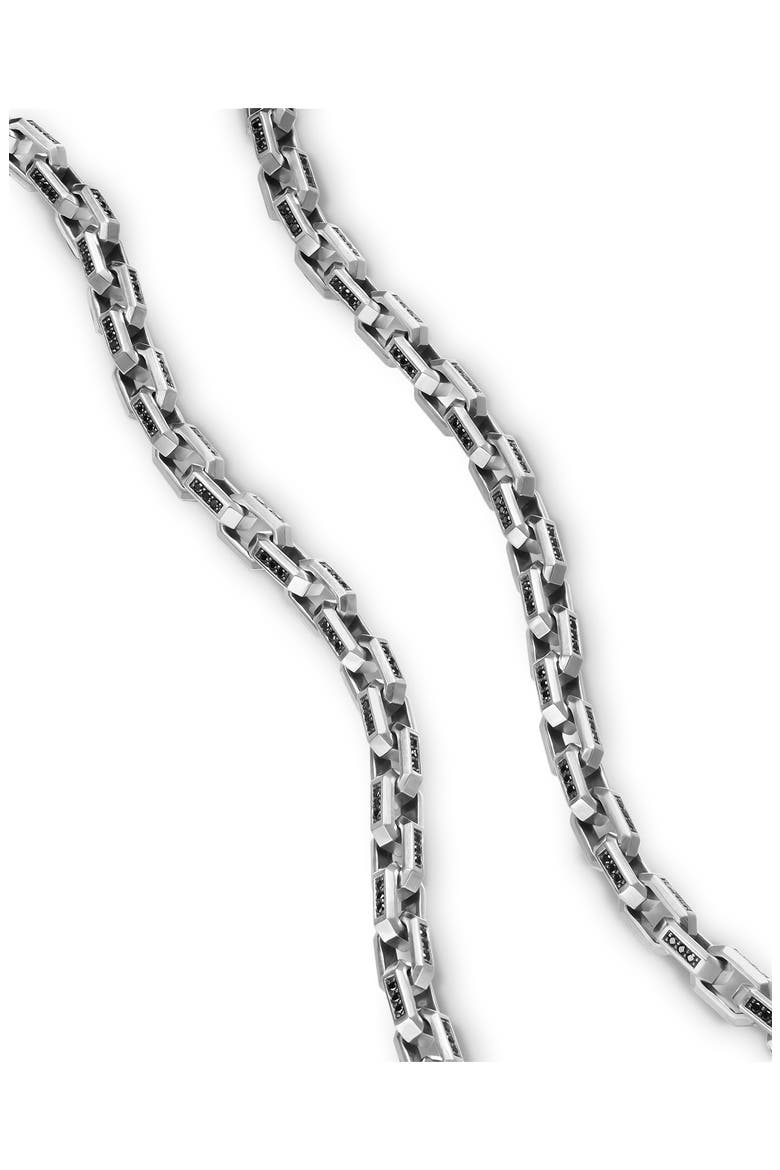 Men's Streamline® Sterling Silver & Black Diamond Link Necklace, 5.5mm, Alternate, color, SILVER PAVE