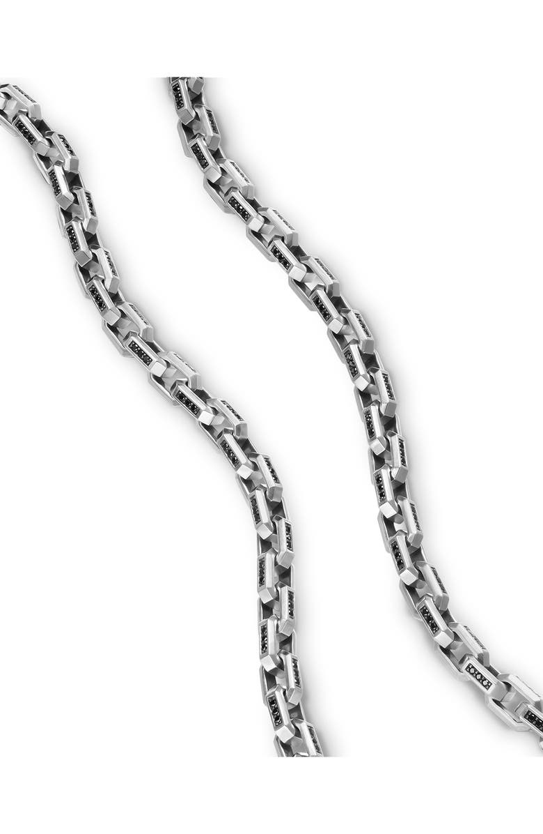 David Yurman Men's Streamline<sup>®</sup> Sterling Silver & Black Diamond Link Necklace, 5.5mm, Alternate, color, Silver Pave