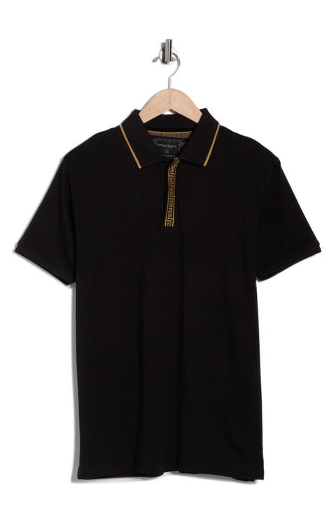 Geometric Covered Placket Polo