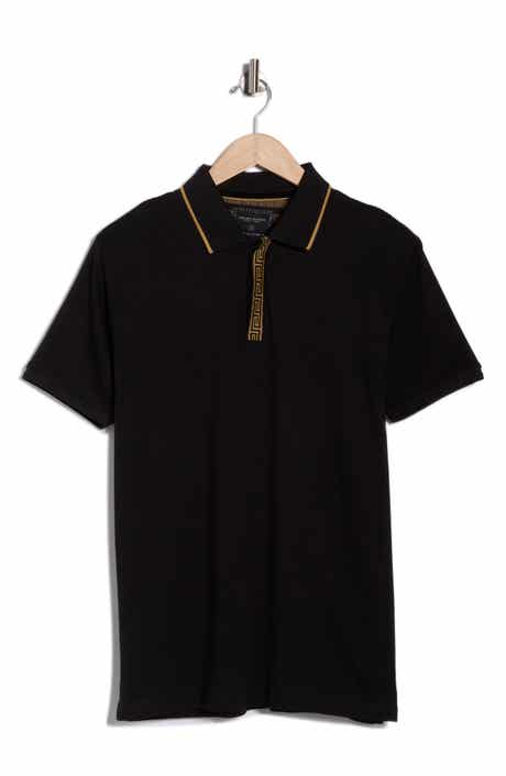 DENIM AND FLOWER Geometric Covered Placket Polo