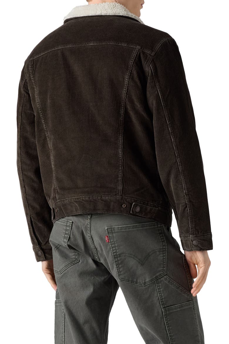 Type 3 Faux Shearling Lined Corduroy Trucker Jacket, Alternate, color, KOMODO GREEN