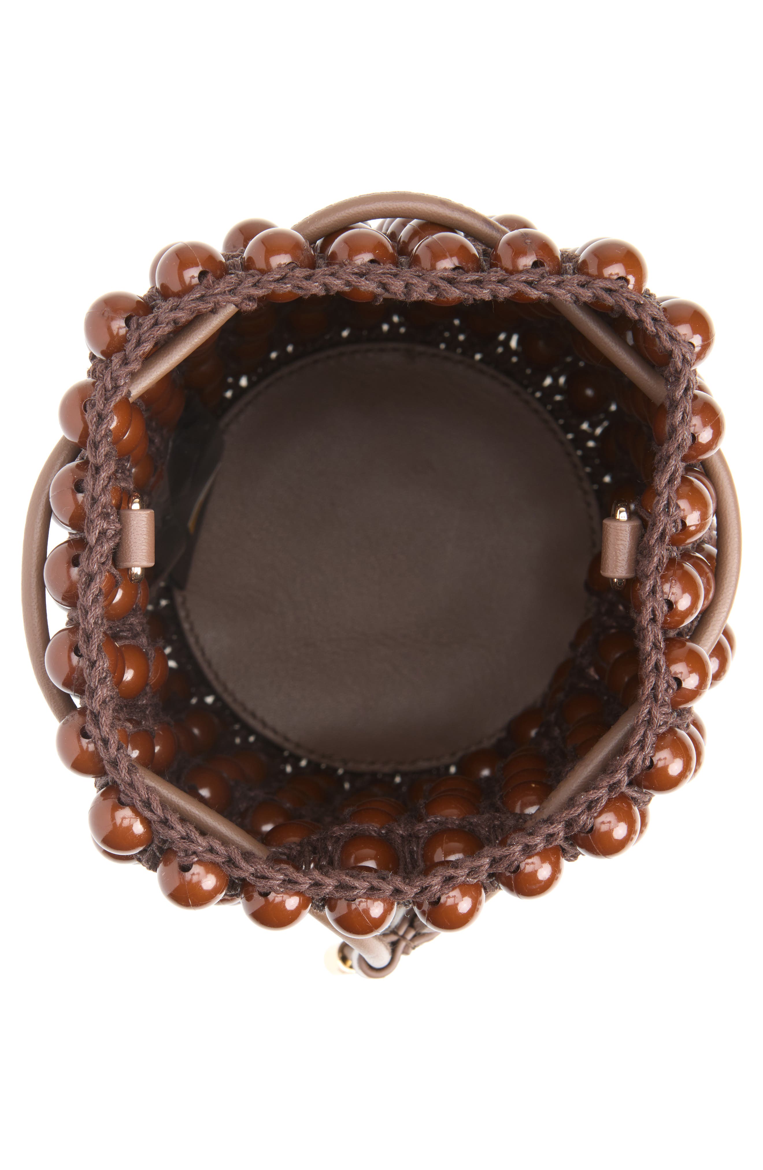 Beaded Macramé Bucket Bag, Alternate, color, NEW WALNUT