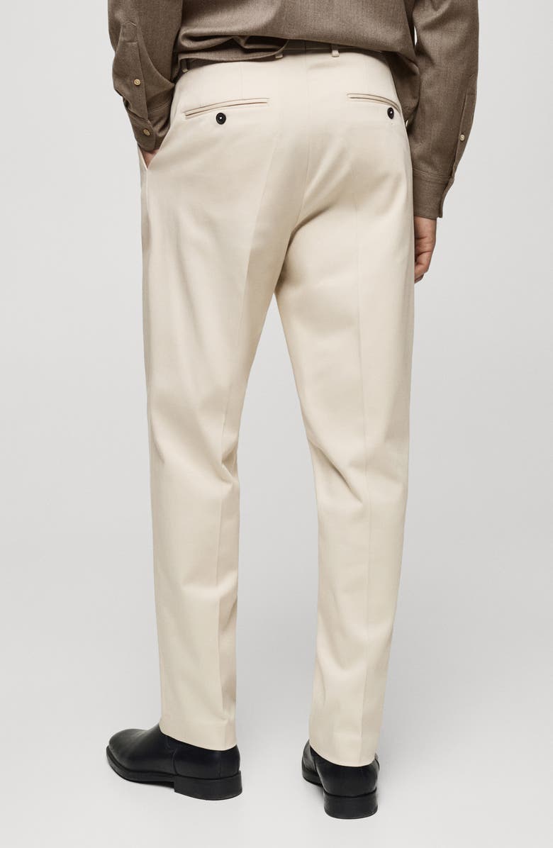 MANGO Pleated Stretch Cotton Twill Pants, Alternate, color, 
