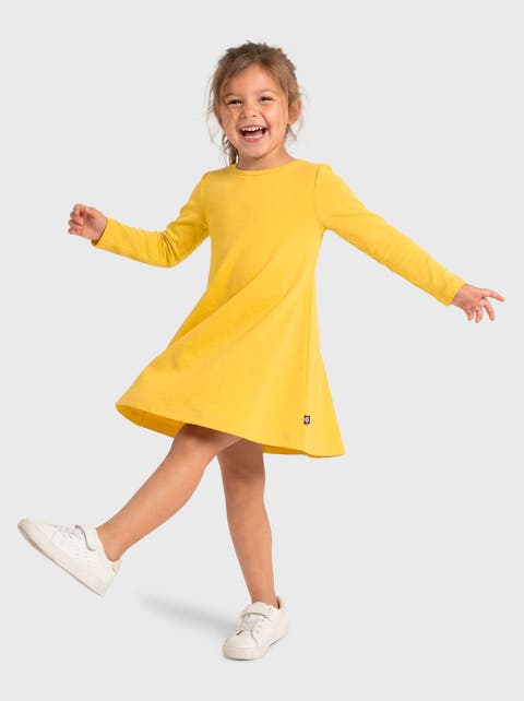 Girl's Soft 100% Cotton Baby Rib Long Sleeve Dress (Infant, Toddler, Little Kid, Big Kid)