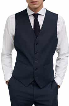 MANGO Slim Fit Navy Stretch Suit Vest