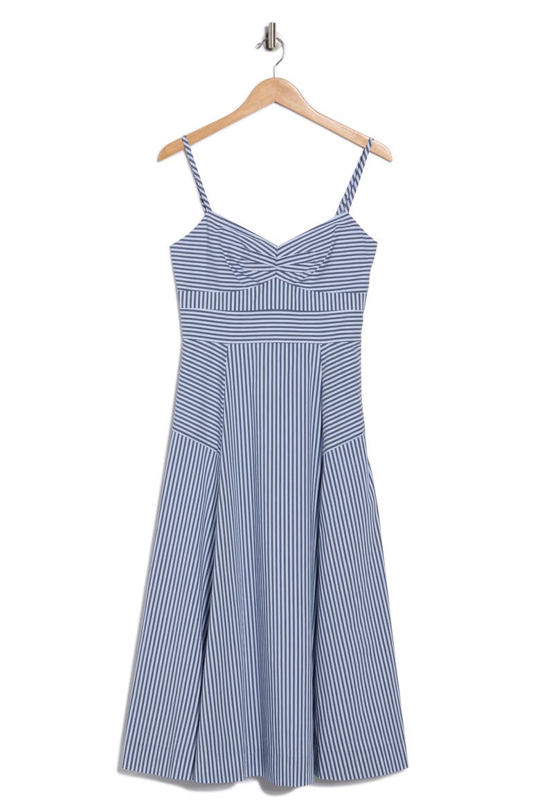 veronica beard blige stripe a line midi dress Veronica Beard Blige Striped Cotton-Blend Poplin Midi Dress In Blue - 55% Off