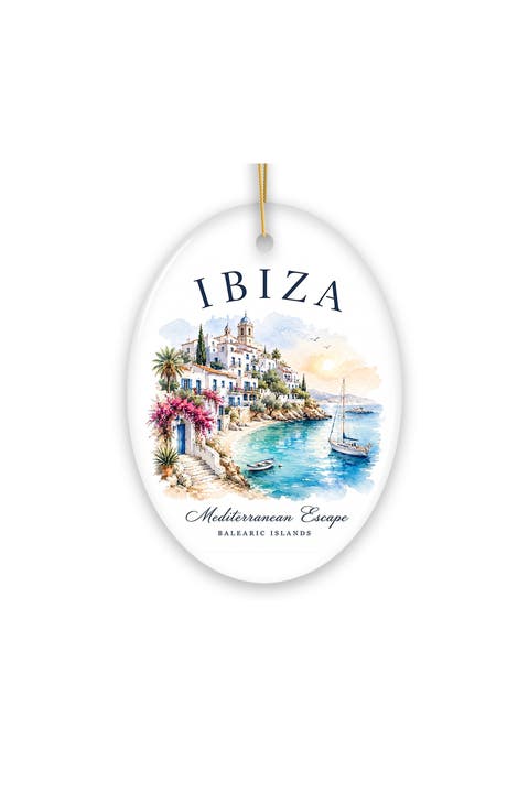 Ibiza Mediterranean Escape Watercolor Ornament