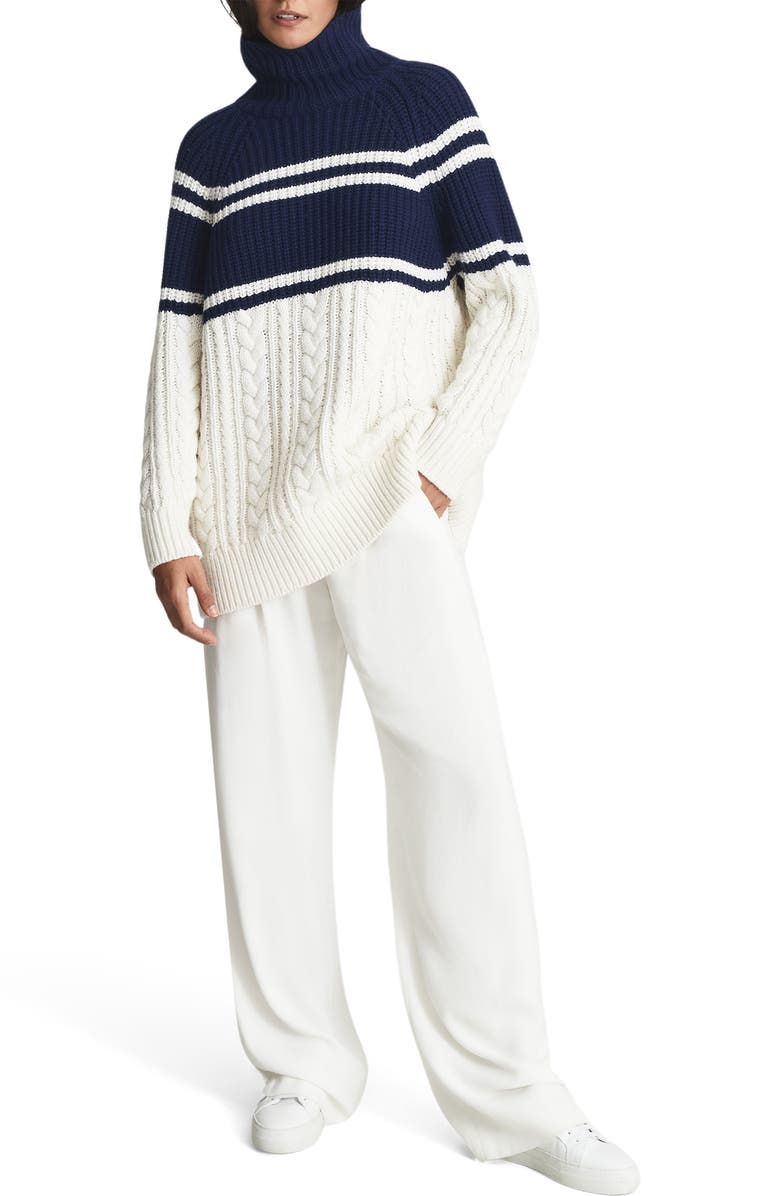 Reiss Scarlett Colorblock Mix Stitch Cotton & Wool Blend Sweater, Alternate, color,