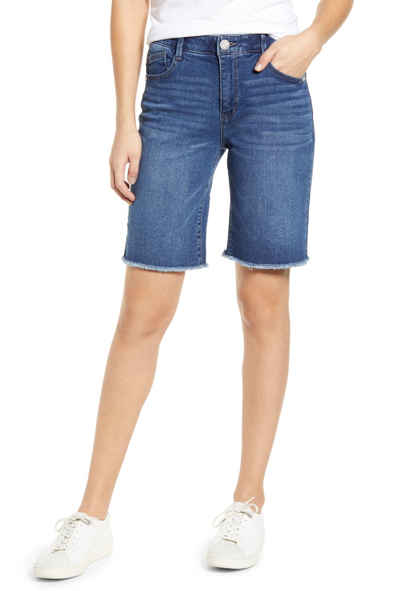 'Ab'Solution Retro High Waist Denim Bermuda Shorts (Nordstrom Exclusive), Main, color, BLUE