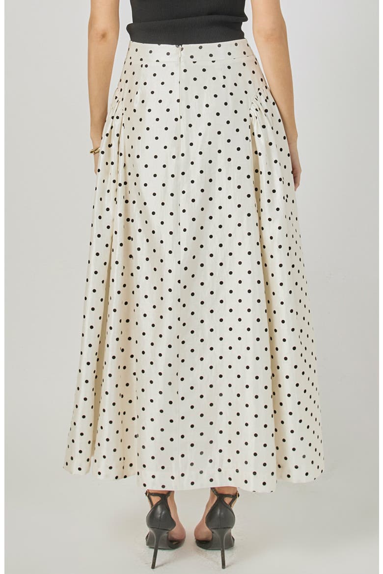 Polka Dot Maxi Skirt, Alternate, color, OFF WHITE