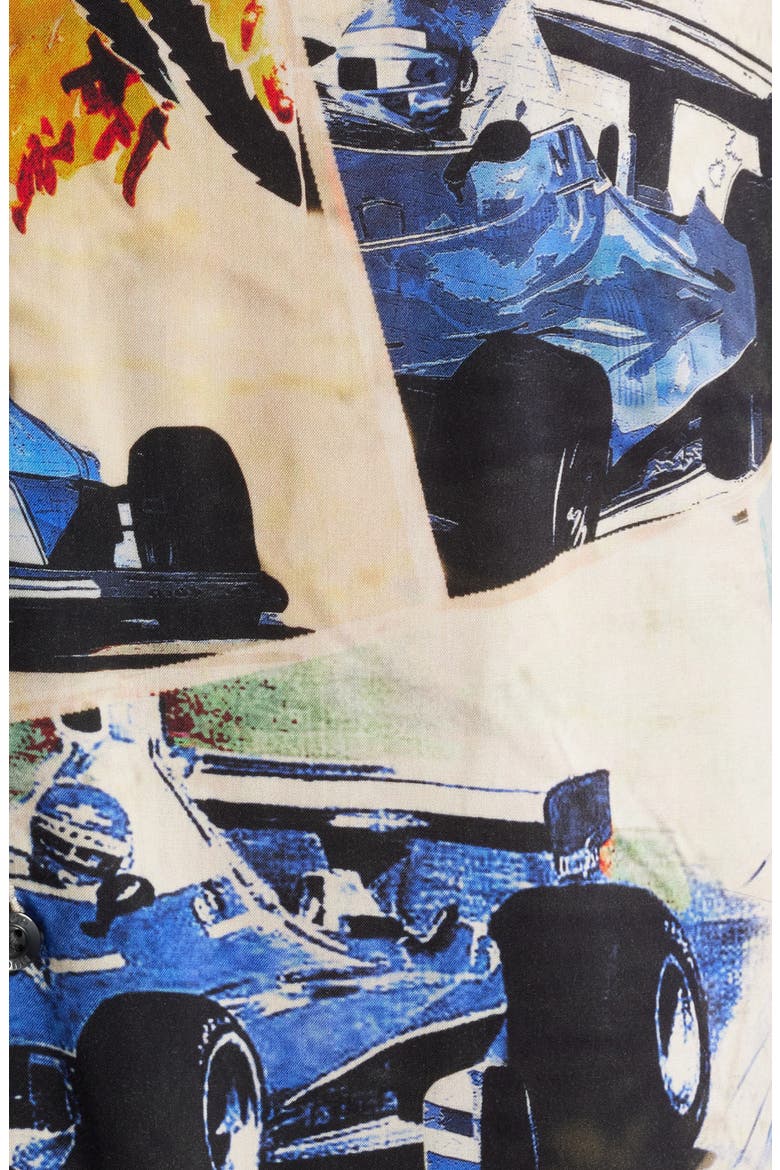 Espino Race Car Print Camp Shirt, Alternate, color, OPEN BLUE