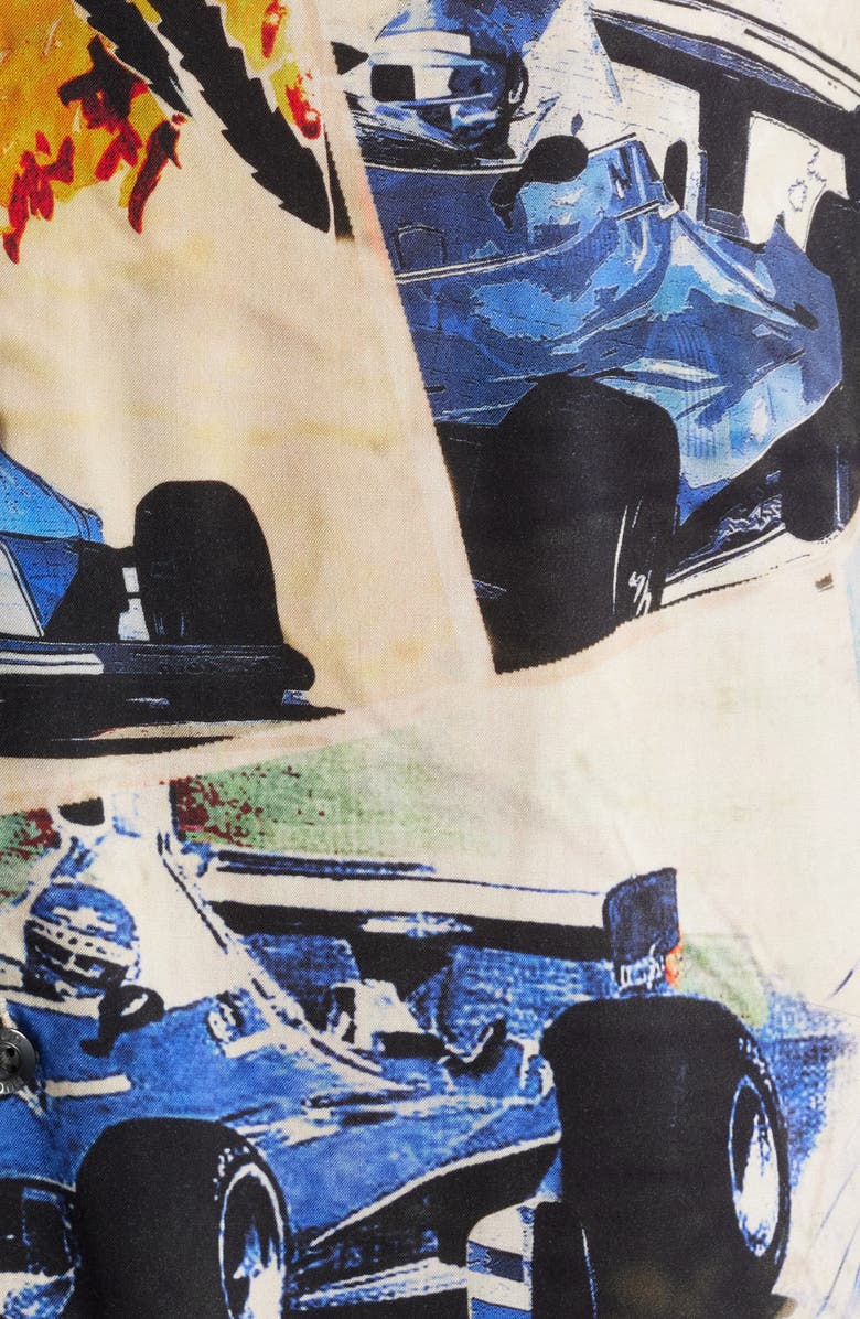 HUGO Espino Race Car Print Camp Shirt, Alternate, color, Open Blue