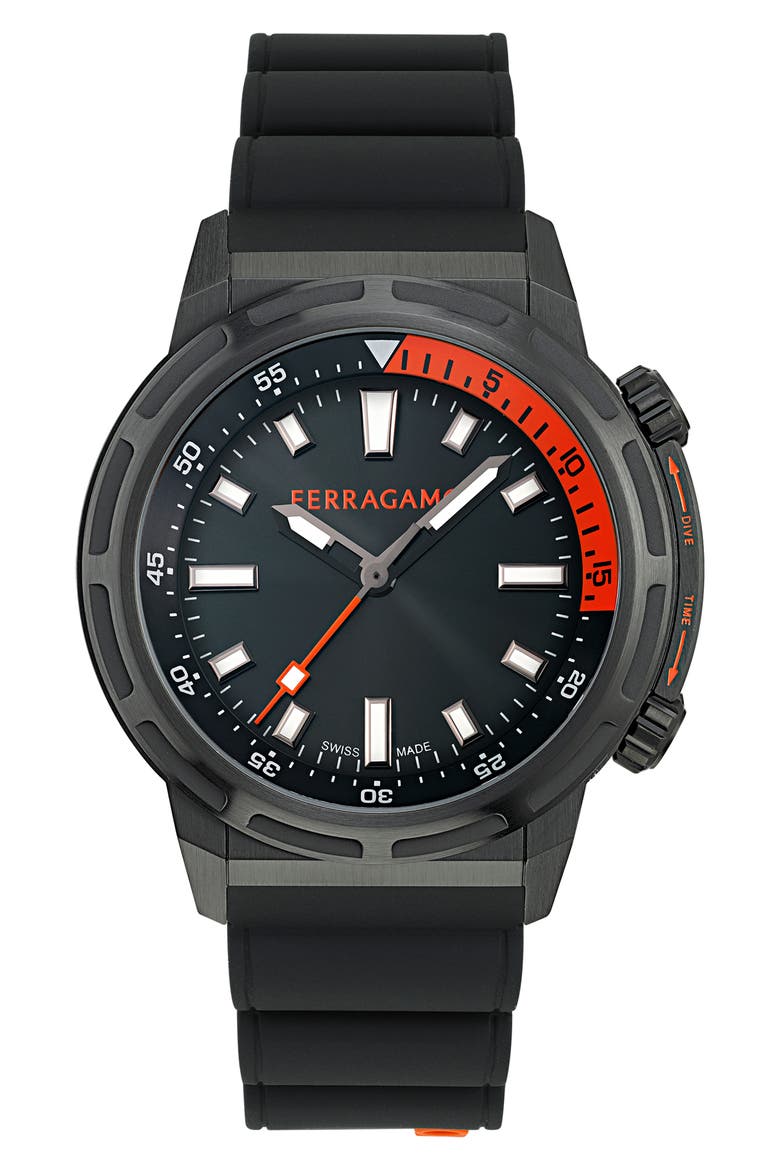 Sport Silicone Strap Watch, 46mm, Main, color, IP BLACK