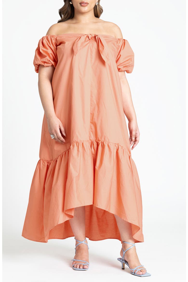 Off the Shoulder High-Low Maxi Dress, Main, color, TERRA COTTA