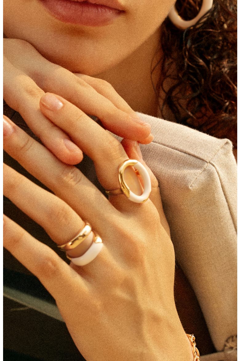 Time Ripples Round Ring, Alternate, color, White & Gold