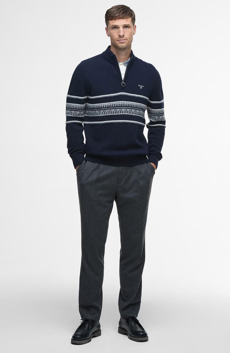 Barbour Kepwick Stripe Wool Half Zip Sweater, Alternate, color, Navy