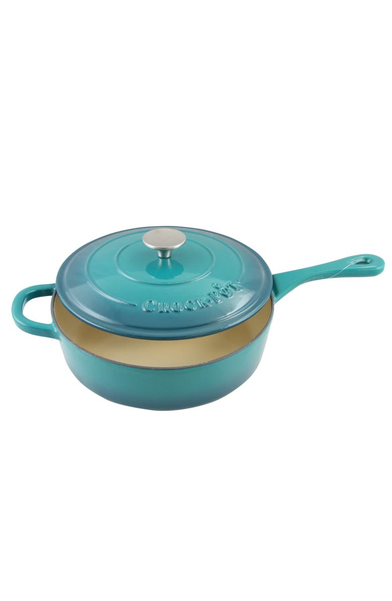Crock-pot 3.5 Quart Enameled Cast Iron Deep Saute Pan With Self Basting Lid, Alternate, color, Blue