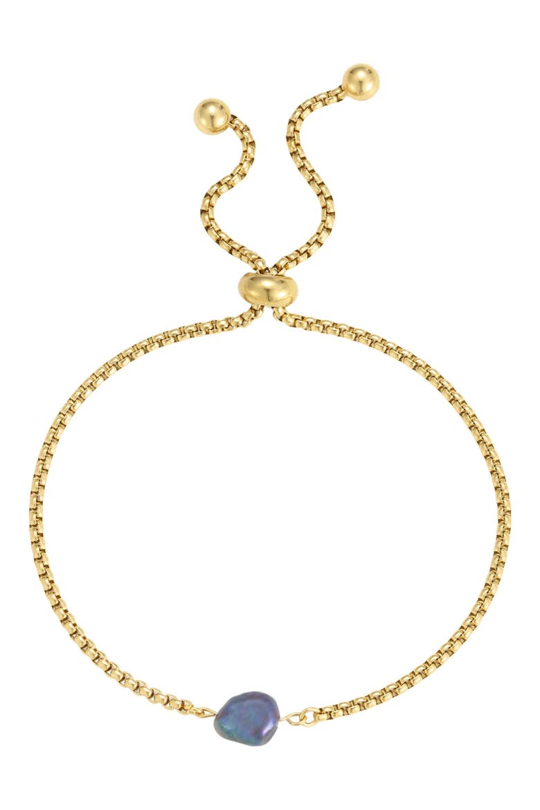 Pearl Adjustable Slider Bracelet, Main, color, GOLD/ BLACK