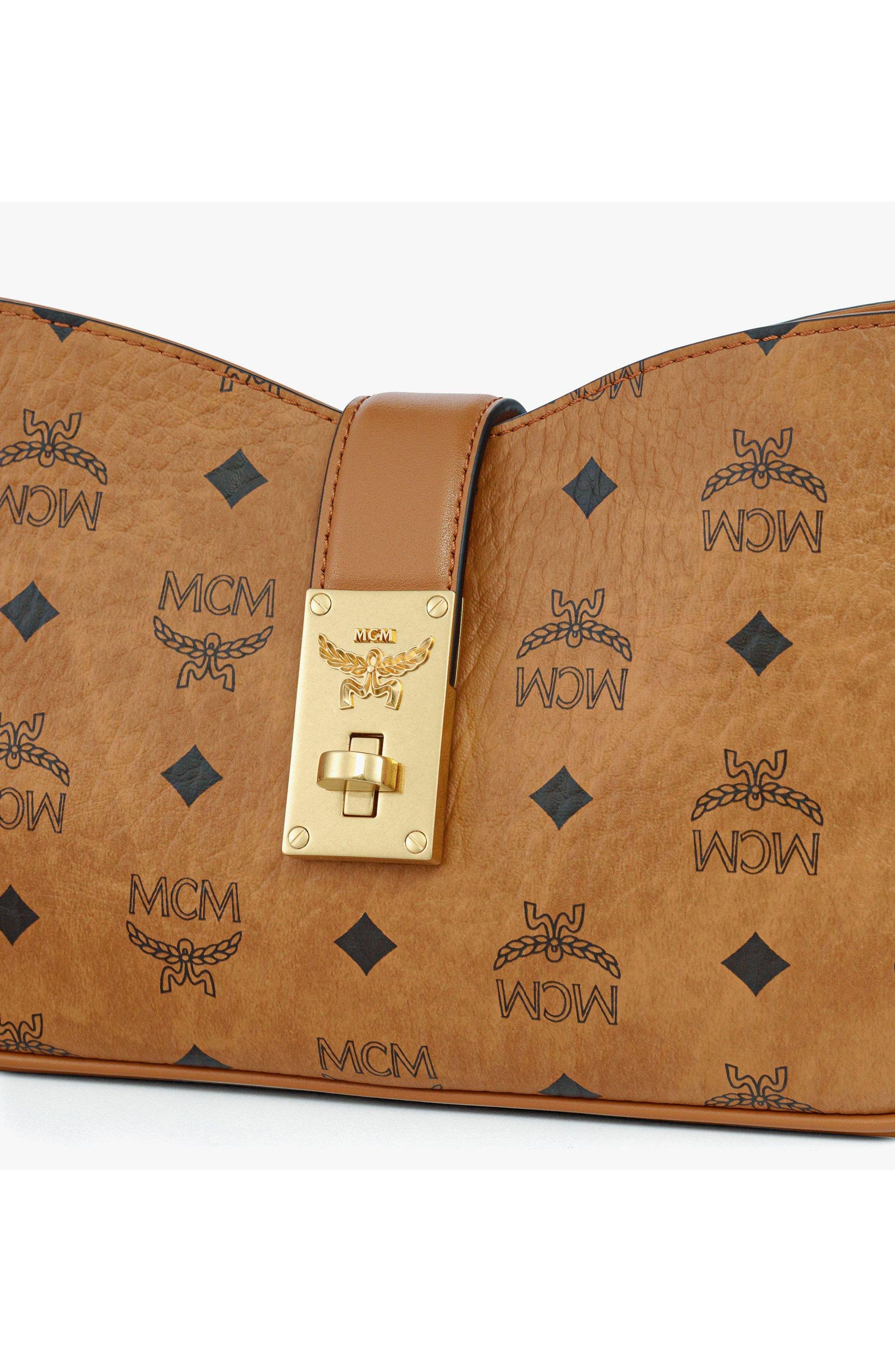 Small Tracy Shoulder Bag in Visetos, Alternate, color, Cognac