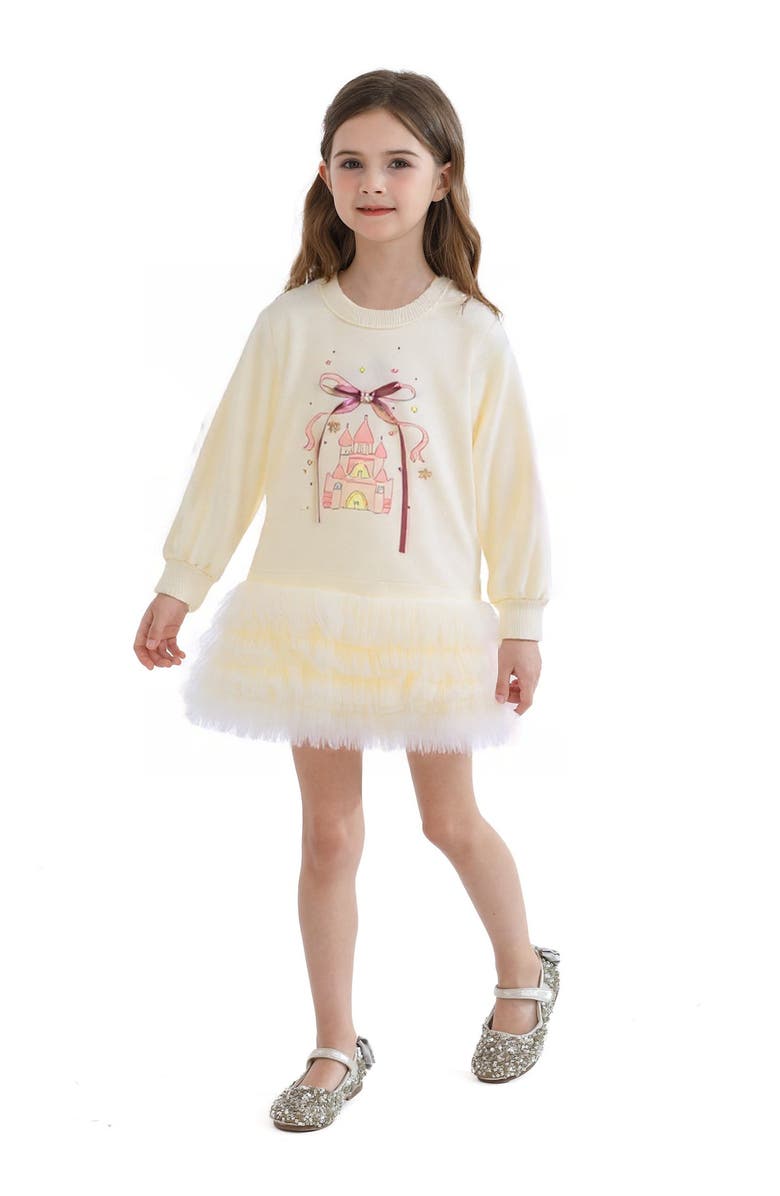 Mimi Tutu Ruffle Ribbon Dress, Alternate, color, Beige