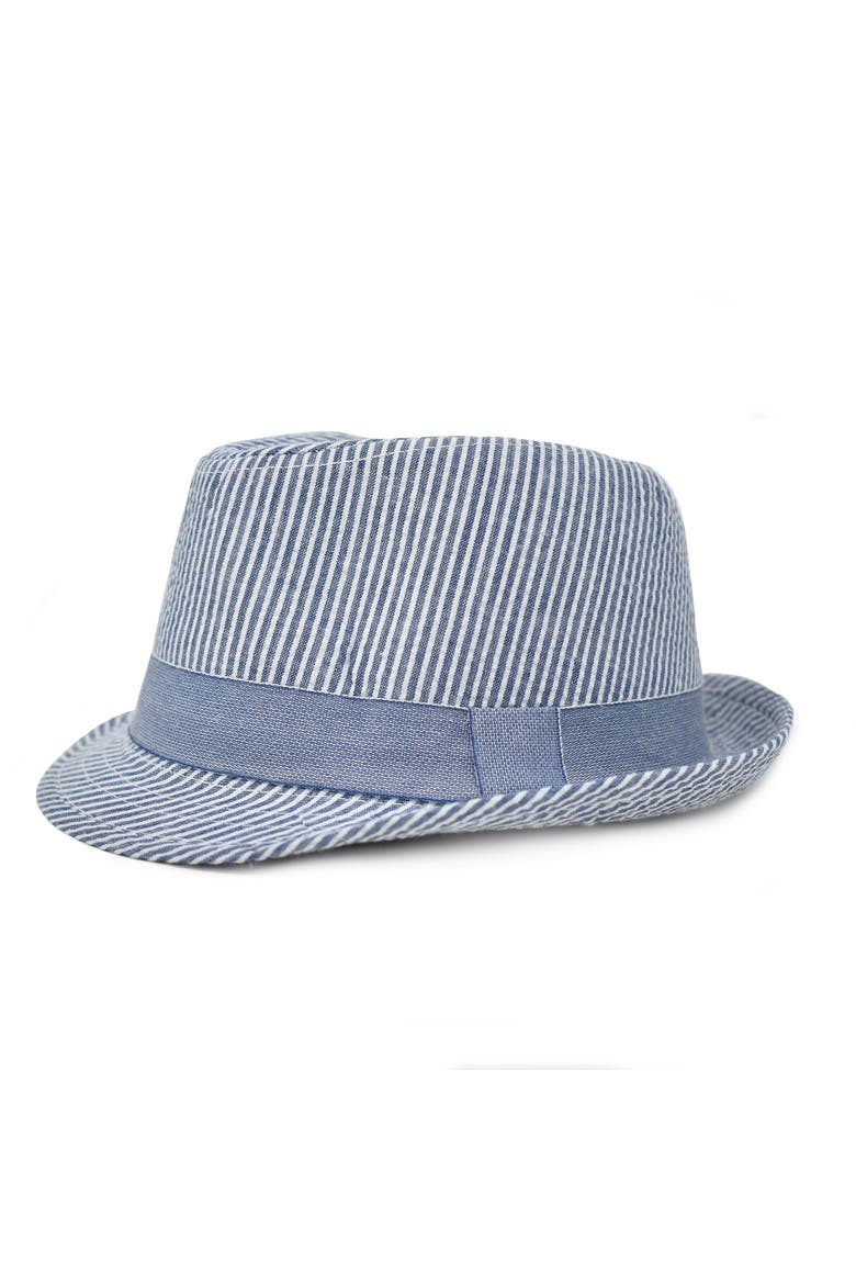 Baby/Toddler UPF 50+ Classic UV Blocking Fedora Sun Hat, Main, color, Chambray Stripe Seersucker