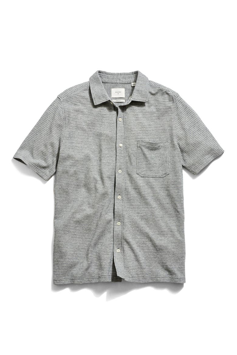 Textured Treme Knit Short Sleeve Button-Up Shirt, Alternate, color, GREY HEATHER