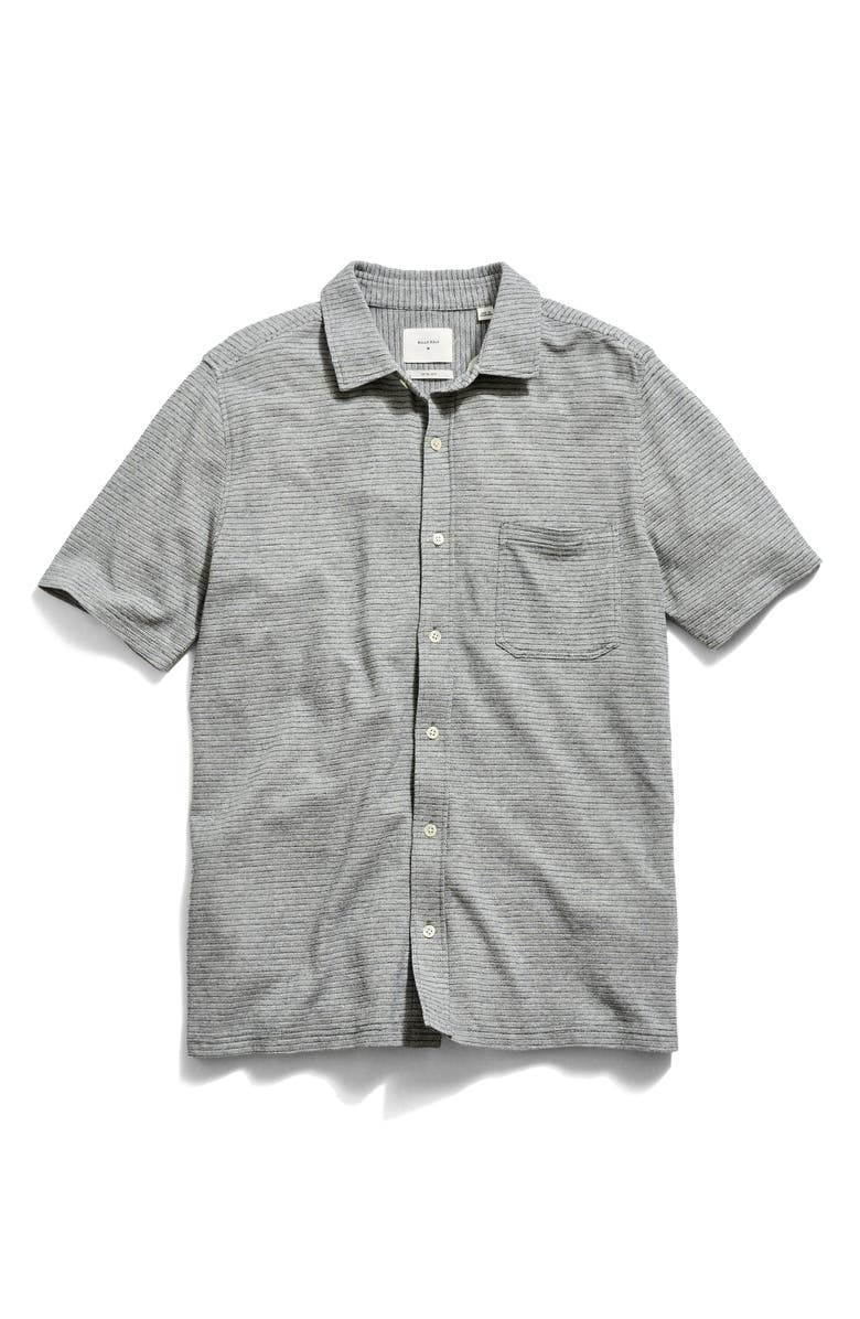 Billy Reid Textured Treme Knit Short Sleeve Button-Up Shirt, Alternate, color, Grey Heather