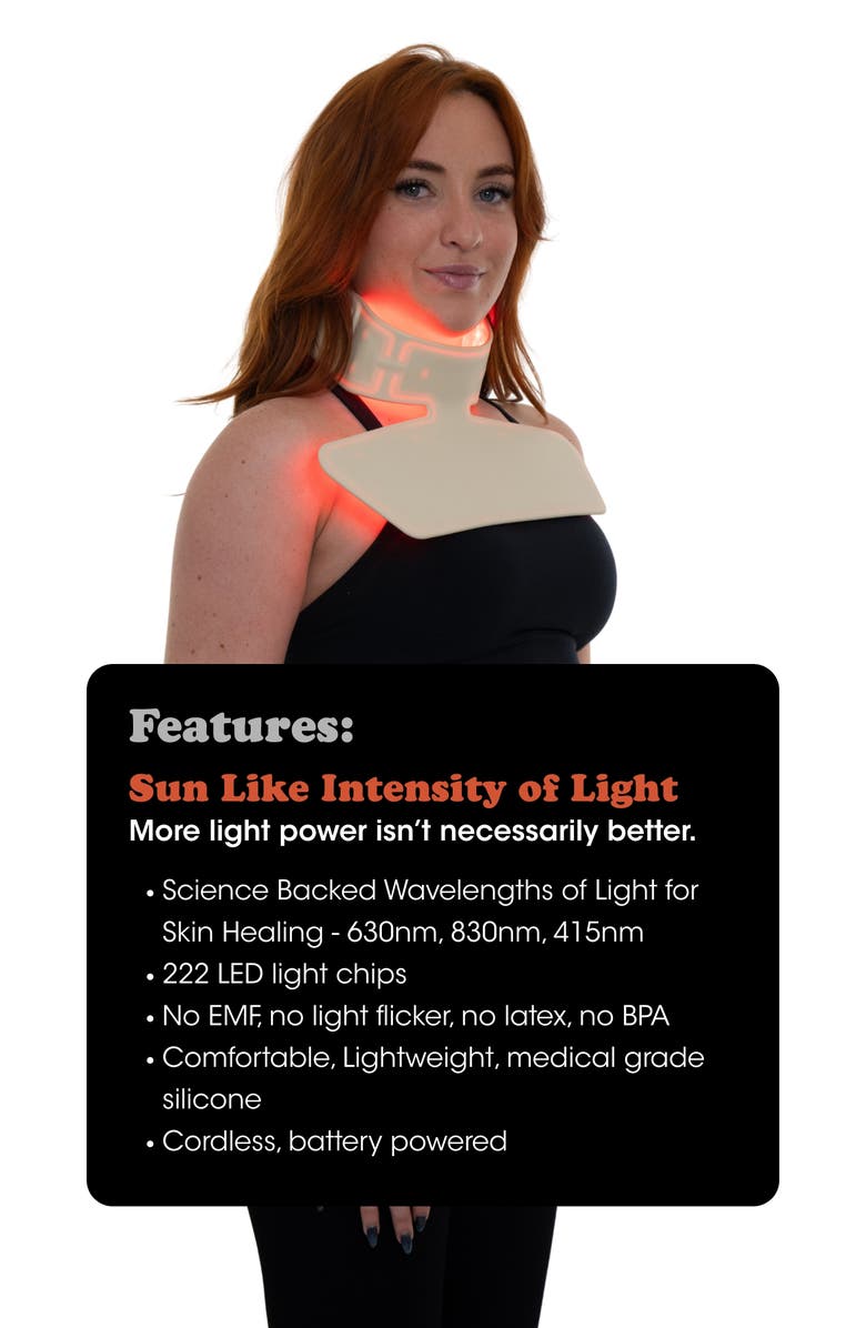 fringe Red Light Therapy Neck Mask, Alternate, color, Light Grey