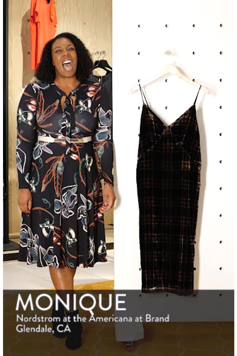 Spaghetti Strap Midi Dress in Velvet Stewart Tartan video