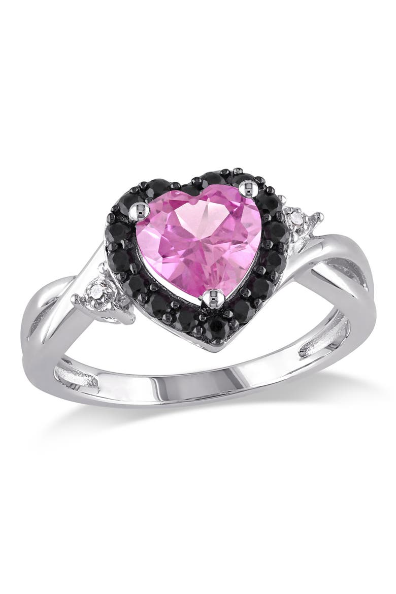 Created Sapphire, Spinel & Diamond Heart Ring, Main, color, Lab-Created Sapphire