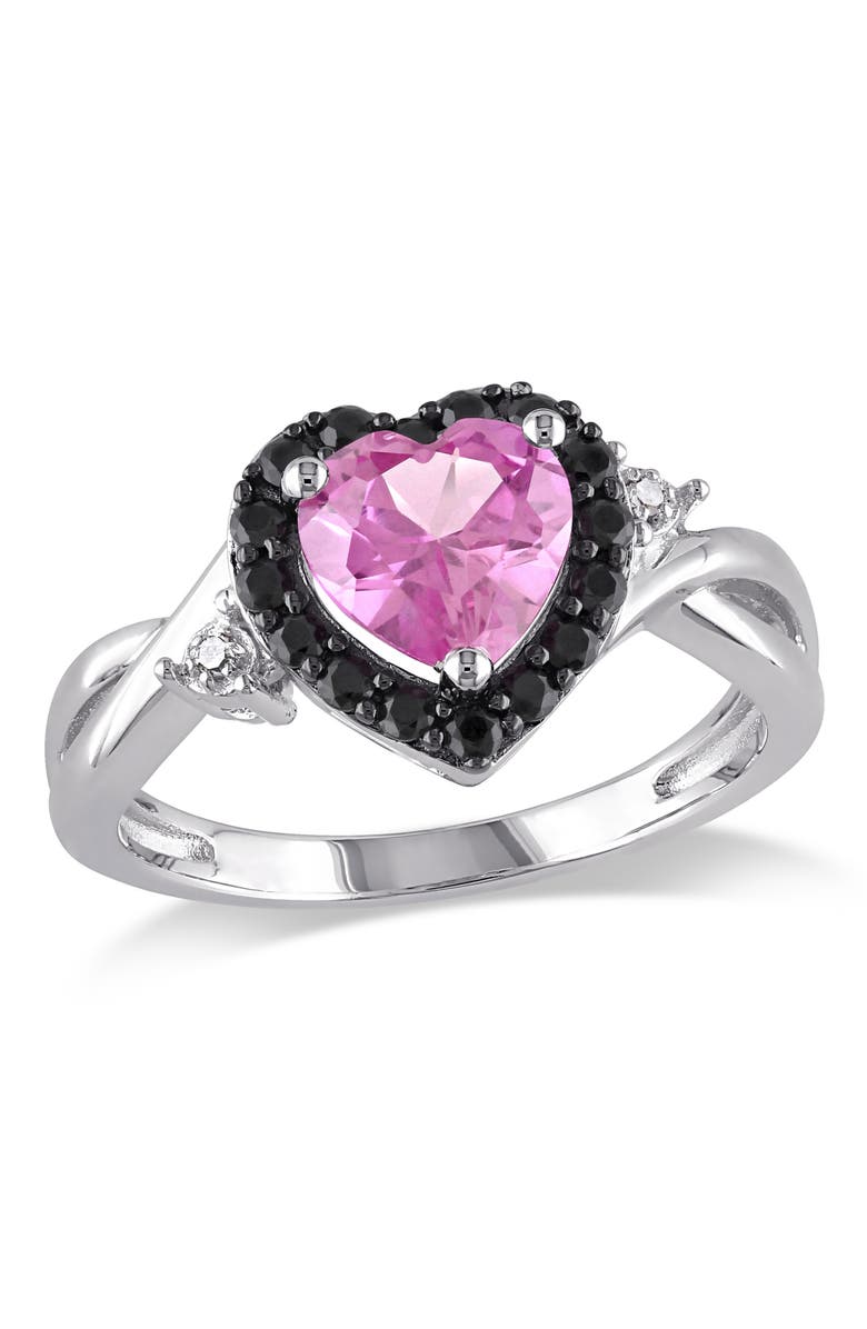 Julianna B. Created Sapphire, Spinel & Diamond Heart Ring, Main, color, Lab-Created Sapphire
