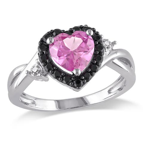 Created Sapphire, Spinel & Diamond Heart Ring