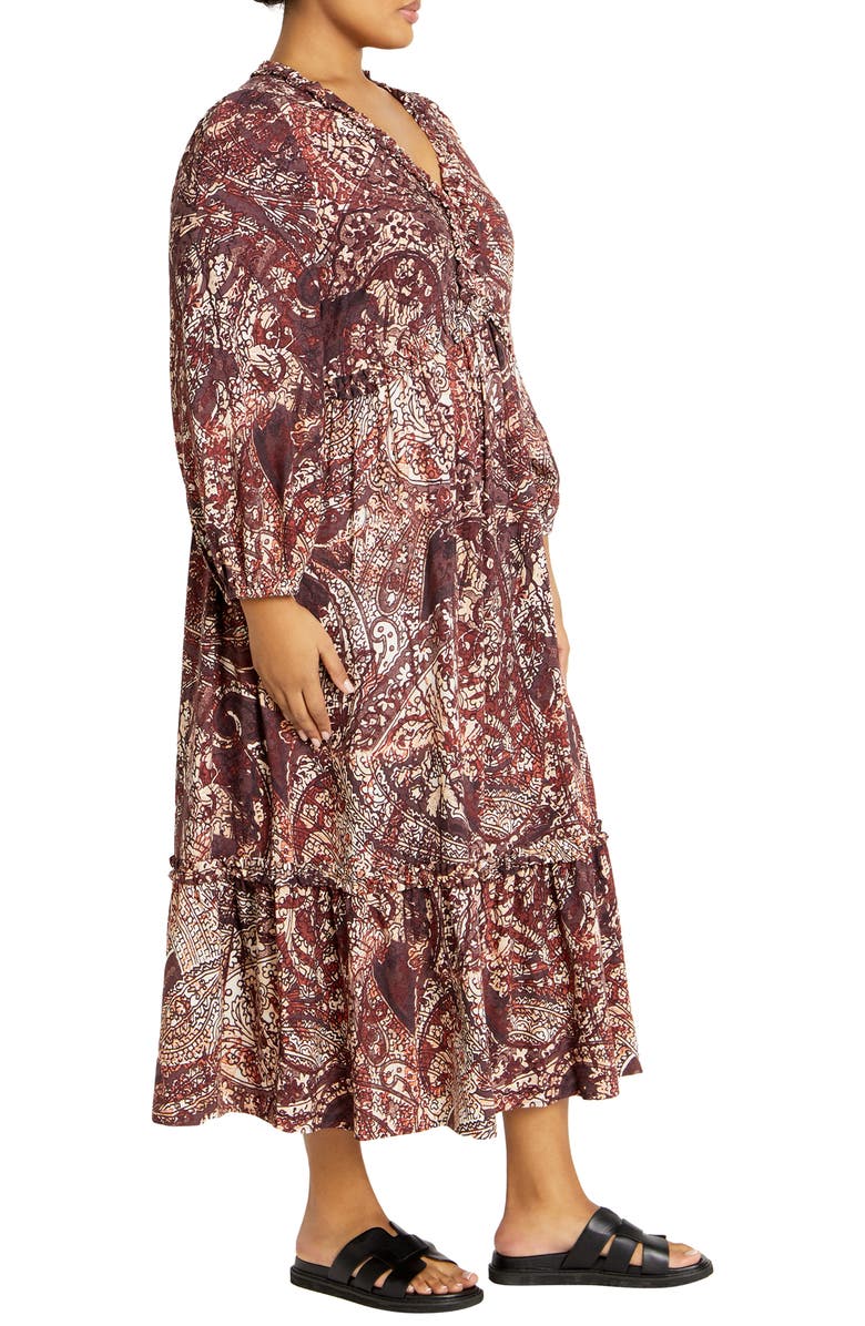 City Chic Gaia Long Sleeve Tiered Maxi Dress, Alternate, color, 