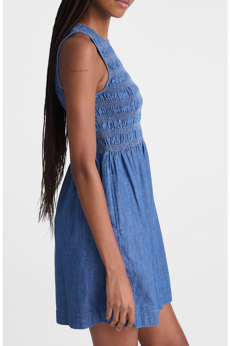 Melody Smocked Denim Minidress, Alternate, color, COVE WASH