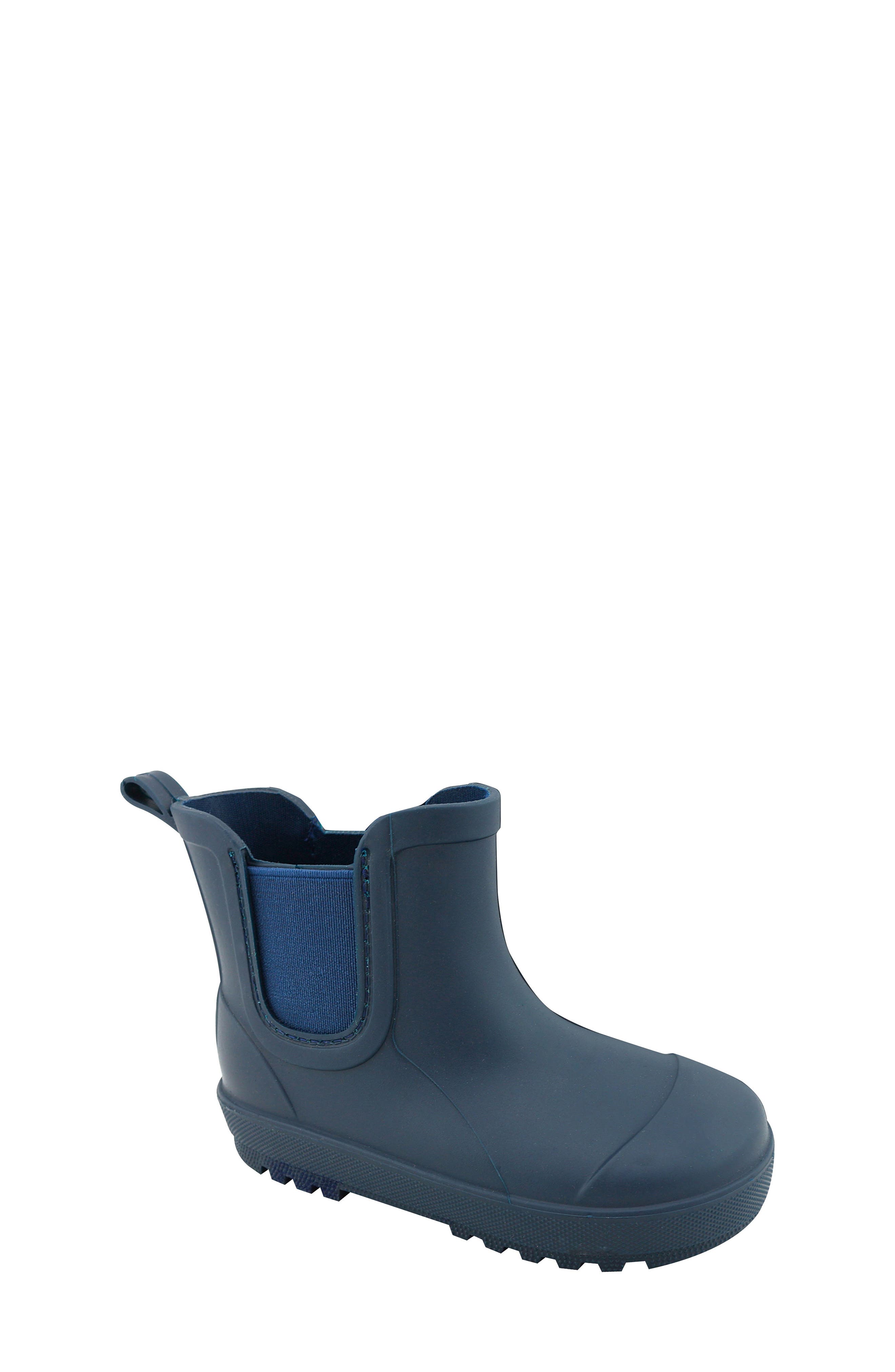BEARPAW NAVY RAIN Kids' Waterproof Chelsea Rain Boot, Main, color, 