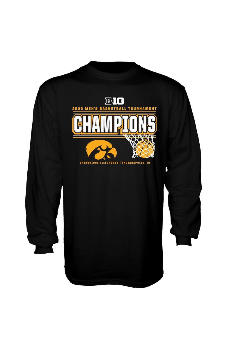 BLUE 84 Men's Blue 84 Black Iowa Hawkeyes 2022 Big Ten Men's Basketball Conference Tournament Champions Locker Room Long Sleeve T-Shirt, Alternate, color, 