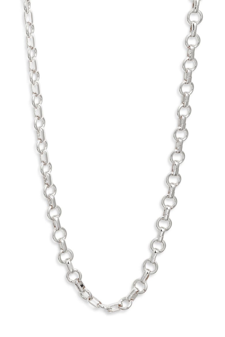 Dainty Rolo Link Chain Necklace, Main, color, STERLING SILVER PLATED