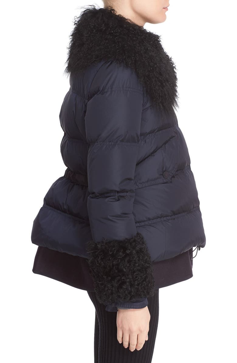 Moncler 'Amelie' Water-Resistant Down Coat with Genuine Mongolian & Genuine Kalgan Lamb Fur Trim, Alternate, color,