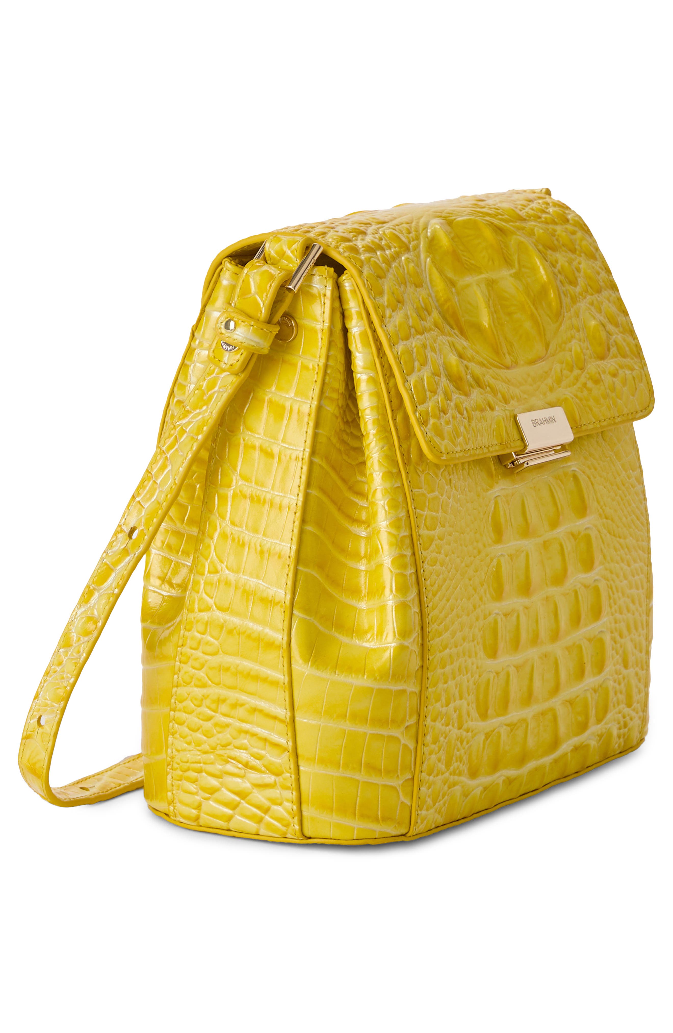 Brahmin Margo Croc Embossed Leather Crossbody Bag, Alternate, color, Vivid Yellow