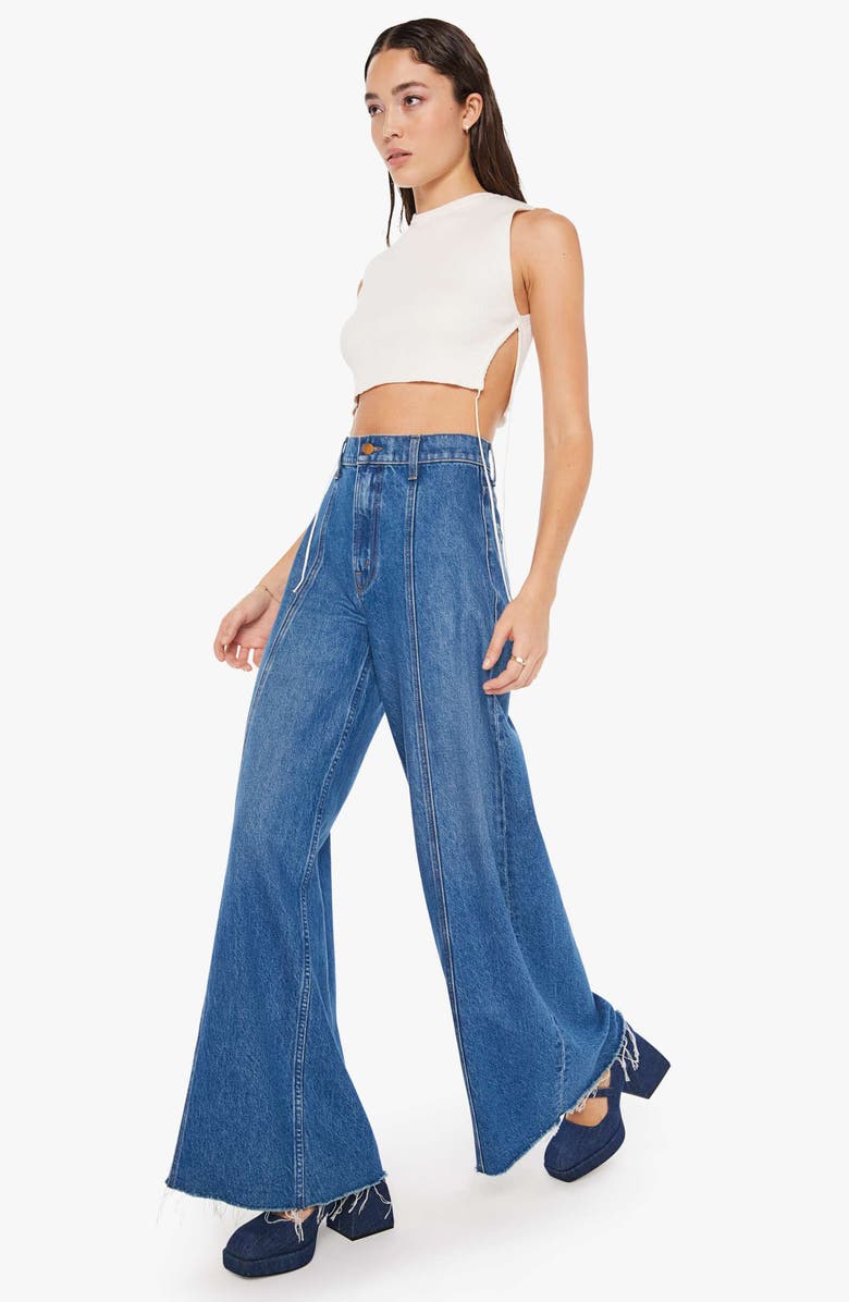 MOTHER The Lunch Line Sneak High Waist Frayed Hem Wide Leg Jeans, Alternate, color, 