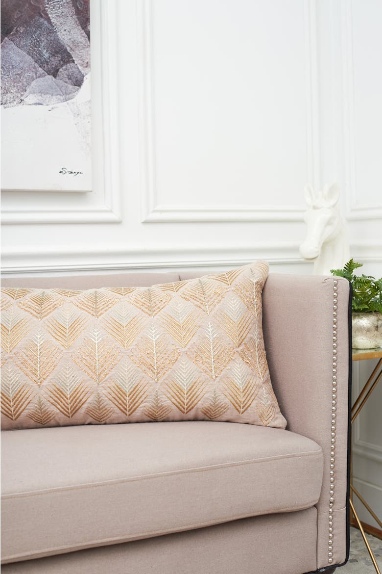 Coco Geometric Diamond Natural Tan Cotton Decor Throw Pillow, 15" x 35", Alternate, color, Brown